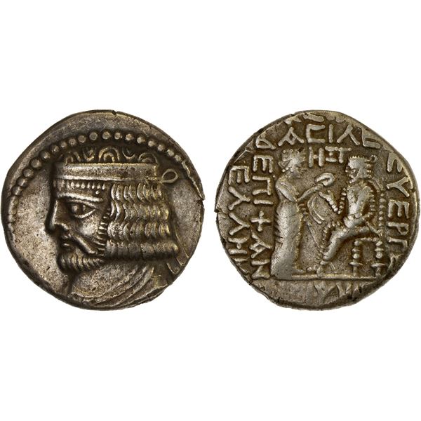 PARTHIAN KINGDOM: Vardanes II, 55-58 AD, AR tetradrachm (16.28g), Seleukeia on the Tigris, SE368 (56