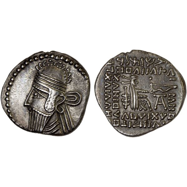PARTHIAN KINGDOM: Vologases IV, AD 147-191, AR drachm (3.5g), choice XF