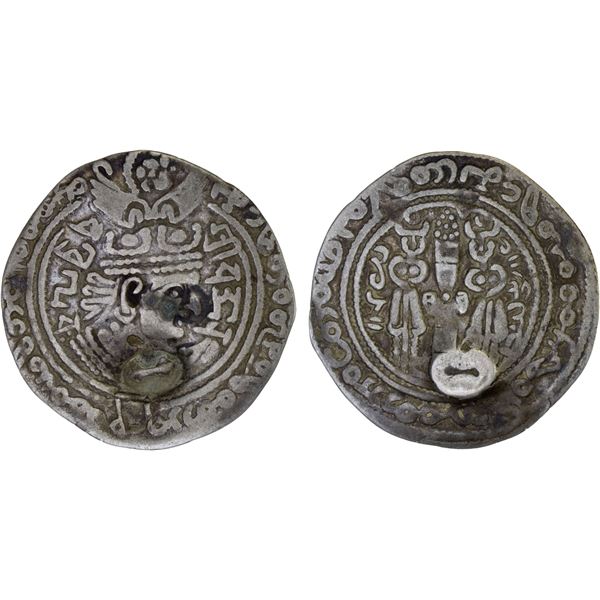 WESTERN TURKS: Vakhu Deva (Sandan), very early 7th century, AR drachm (3.06g), nice VF