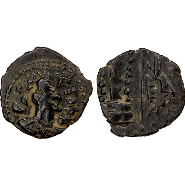 WESTERN TURKS: Sri Shahi, ca. 8th century, AE fraction (1.03g), choice VF