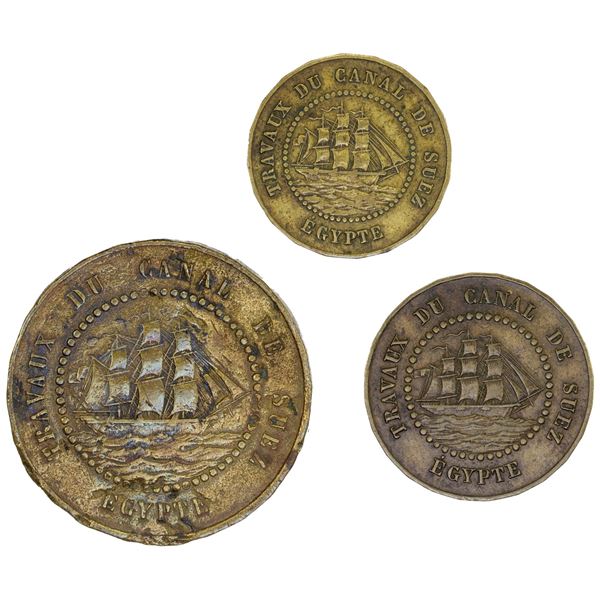OTTOMAN: EGYPT: Borel Lavalley et Cie, SET of 3 tokens, 1865