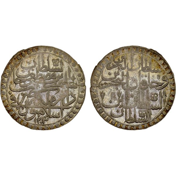 OTTOMAN: TURKEY: Selim III, 1789-1807, AR 2 zolota (18.84g), Islambul, AH1203 year 2, XF
