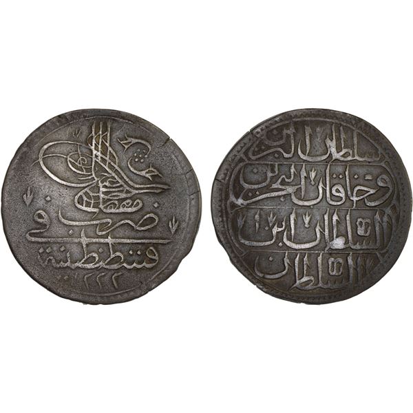 OTTOMAN: TURKEY: Mustafa IV, 1807-1808, AR piastre (40 para) (12.65g), Kostantiniye, AH1222 year 1, 