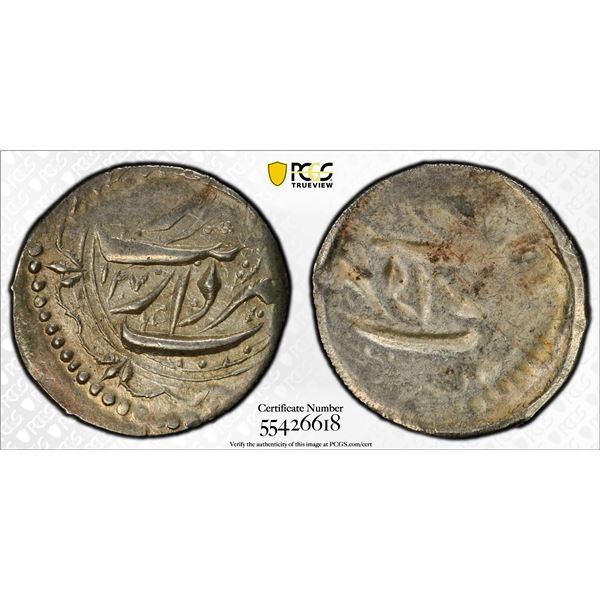 QAJAR: Nasir al-Din Shah, 1848-1896, AR 1/8 qiran (0.71g), AH1274, PCGS AU58
