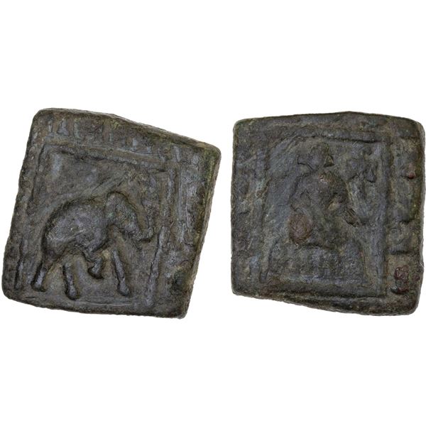 INDO-SCYTHIAN: Maues, ca. 90-57 BC, AE square unit (9.51g), Fine