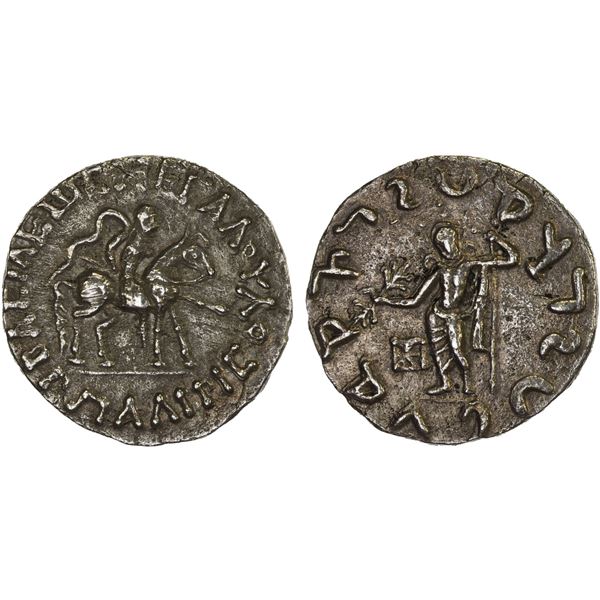 INDO-SCYTHIAN: Spalirises, with Azes, ca. 60-58 BC, AR tetradrachm (9.12g), VF-XF