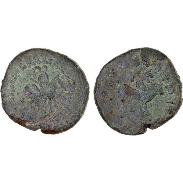 INDO-SCYTHIAN: Azes, ca. 58-12 BC, AE dekachalkon (20.11g), Fine