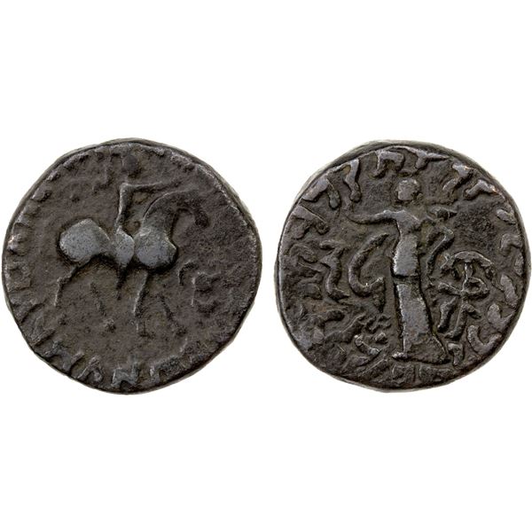 INDO-SCYTHIAN SATRAPS: Kharahostes, ca. 20-1 BC, AE tetradrachm (9.61g), attractive VF