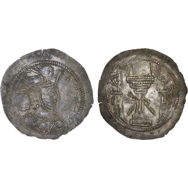 KUSHANO-SASANIAN: late issue, ca. 400-425, AR drachm (3.99g), XF