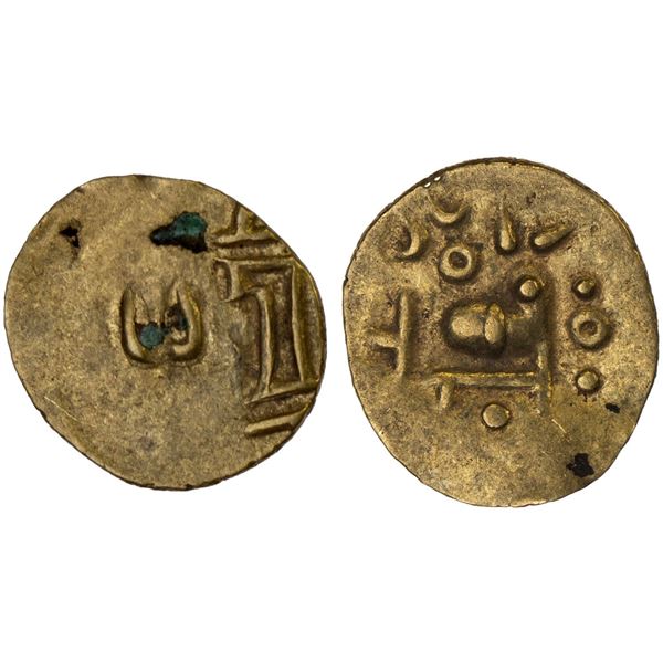 ORISSA: Anonymous, 12th/13th century, AV fanam (0.49g), year 2, nice VF