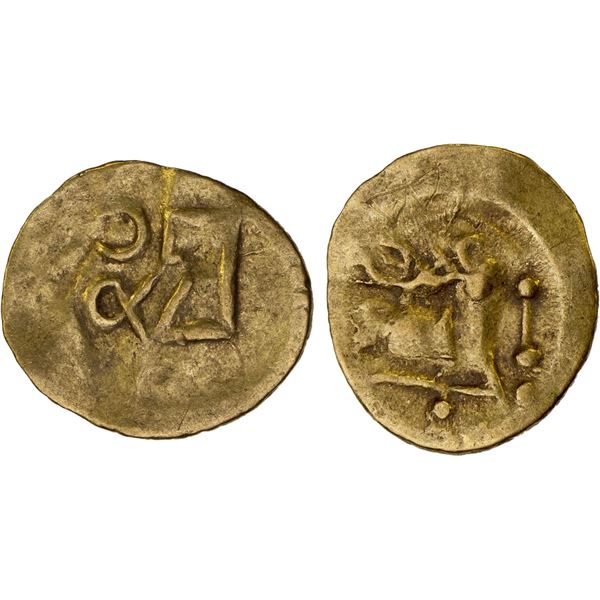 ORISSA: Anonymous, 12th/13th century, AV fanam (0.50g), year 14, VF