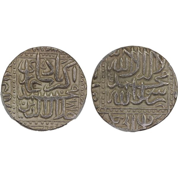 MUGHAL: Akbar I, 1556-1605, AR rupee, Ahmadabad, AH986, PCGS AU58