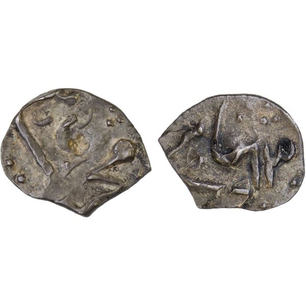 MUGHAL: Muhammad Shah, 1719-1748, AR 1/32 rupee (0.34g), Khujista Bunyad, year 13, VF-XF