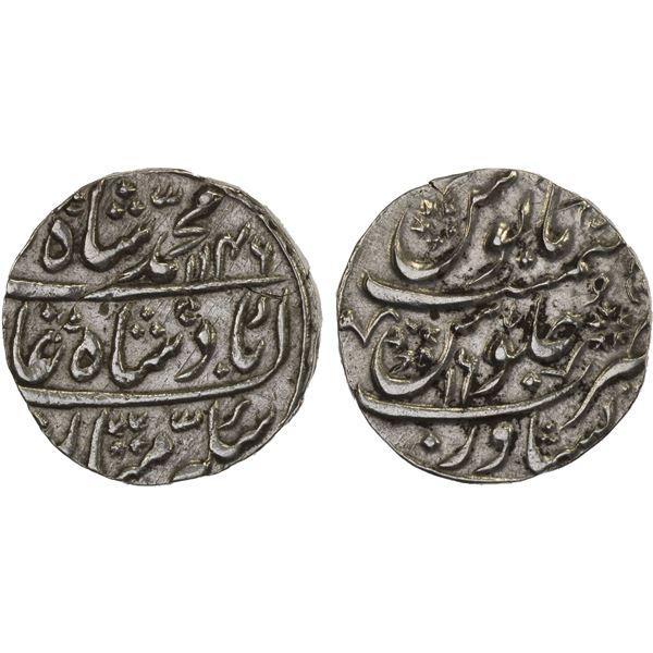 MUGHAL: Muhammad Shah, 1719-1748, AR rupee (11.33g), Peshawar, AH1146 year 16, XF