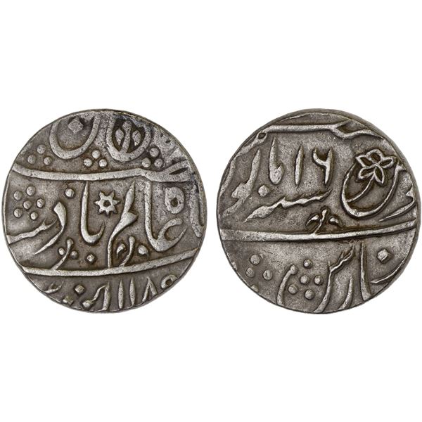 AWADH: Shuja'-ud-Daula, 1754-1775, AR rupee (11.35g), Muhammadabad Benares, AH1189 year 16, bold XF