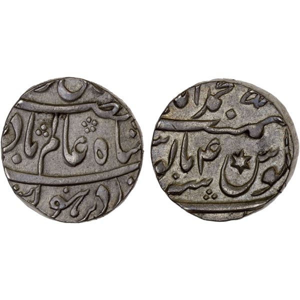 AWADH: Shuja'-ud-Daula, 1754-1775, AR rupee (11.35g), Muhammadabad Benares, year 4, XF