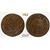Image 1 : KUTCH: Khengarji III, 1875-1942, AE trambiyo, Bhuj, 1919/VS1976, PCGS MS64 BN