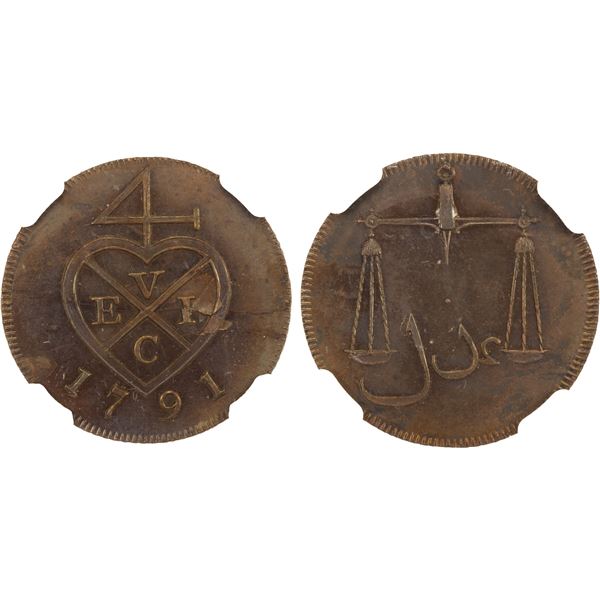 BRITISH INDIA: BOMBAY PRESIDENCY: AE 1/2 pice, 1791, NGC PF62 BN