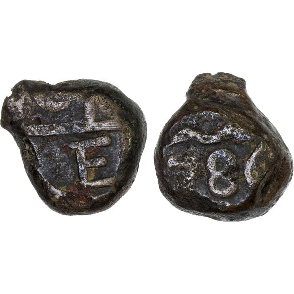 BRITISH INDIA: MADRAS PRESIDENCY: AE dudu (10 cash) (6.02g), 1786, bold VF