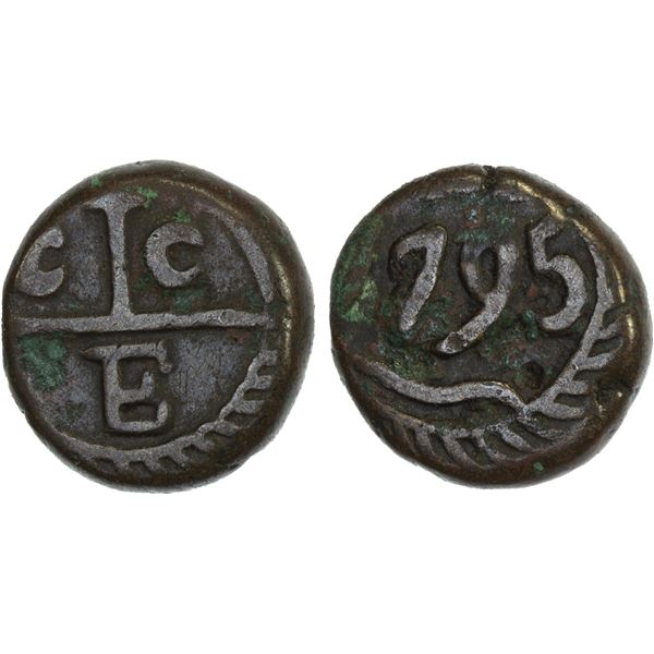 BRITISH INDIA: MADRAS PRESIDENCY: AE dudu (10 cash) (5.99g), 1795, VF