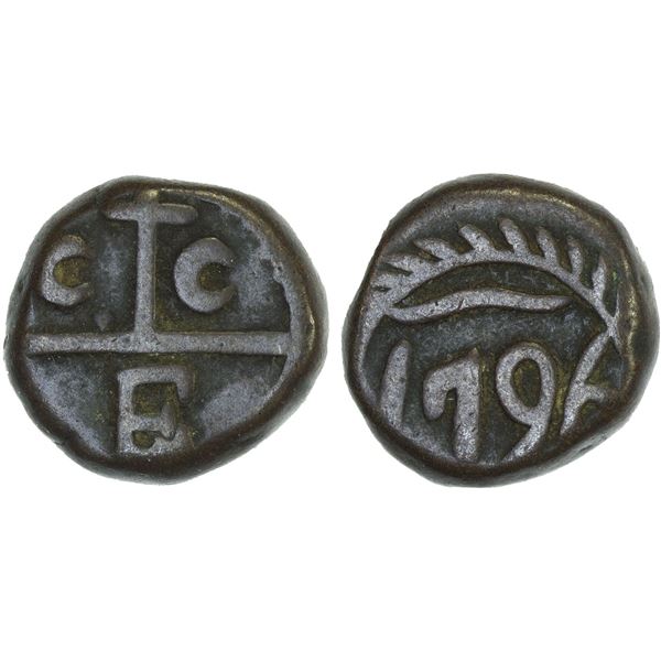 BRITISH INDIA: MADRAS PRESIDENCY: AE dudu (10 cash) (6.11g), 1796, VF