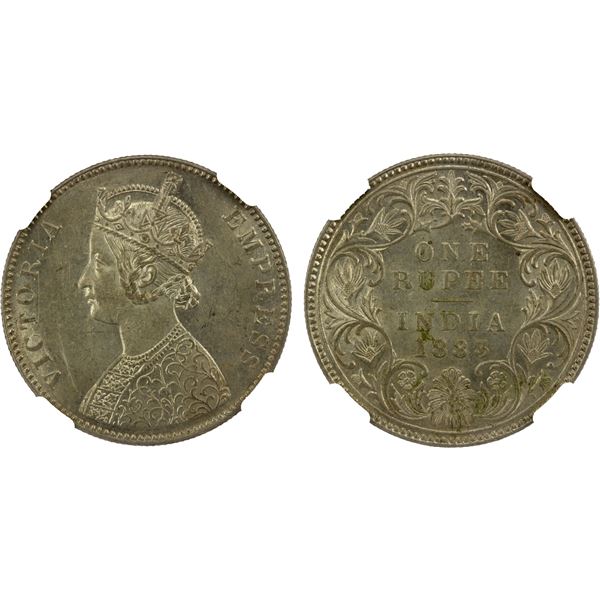 BRITISH INDIA: Victoria, Empress, 1876-1901, AR rupee, 1883-B, NGC MS62