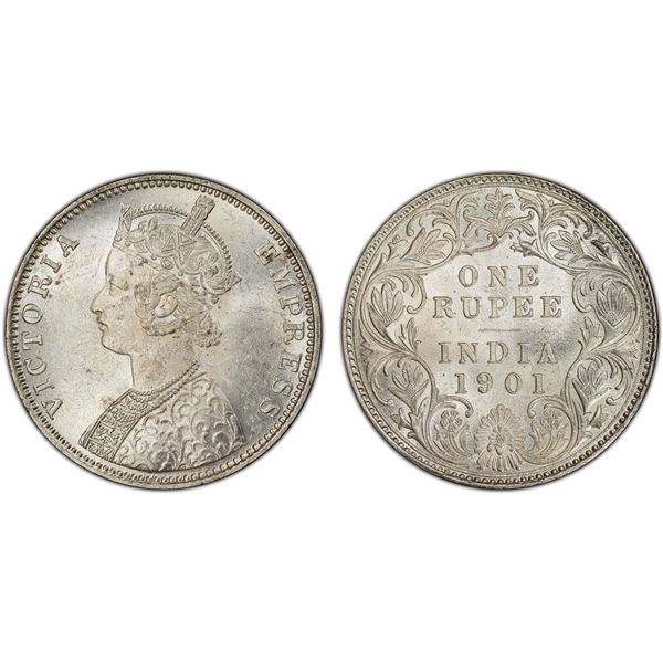 BRITISH INDIA: Victoria, Empress, 1876-1901, AR rupee, 1901-B, PCGS lustrous MS62