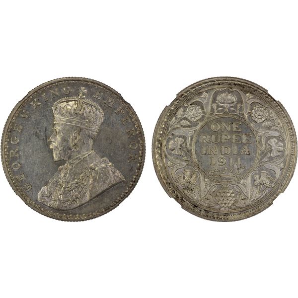 BRITISH INDIA: George V, 1910-1936, AR rupee, 1911(b), NGC MS62