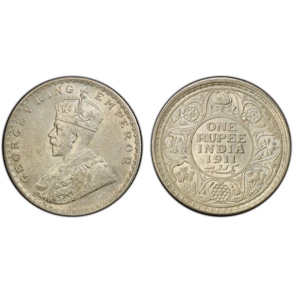 BRITISH INDIA: George V, 1910-1936, AR rupee, 1911(c), PCGS MS62