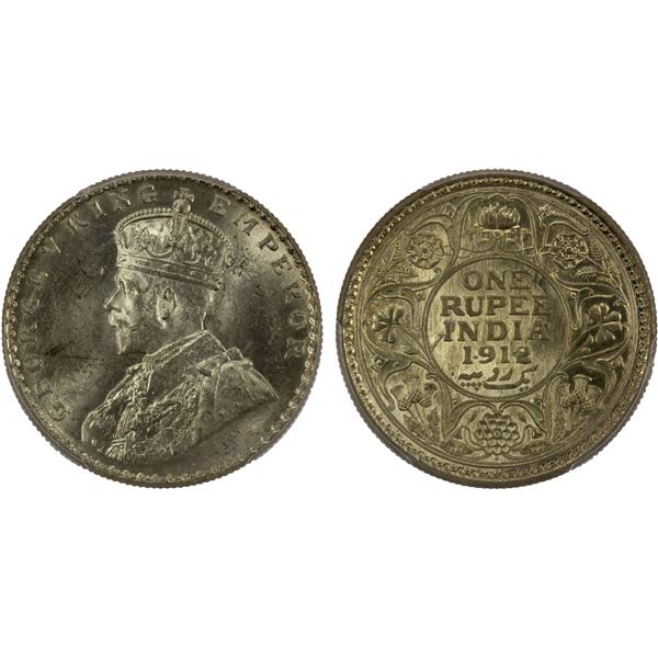 BRITISH INDIA: George V, 1910-1936, AR rupee, 1912(b), PCGS MS64