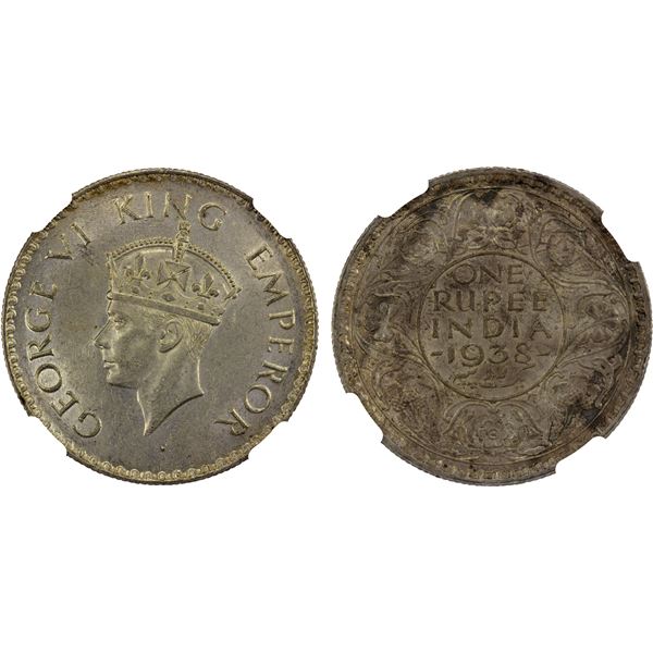 BRITISH INDIA: George VI, 1936-1952, AR rupee, 1938(b), NGC MS62