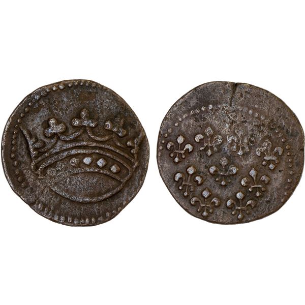 FRENCH INDIA: AE 1/2 fanon (4.74g), ND (1723), Choice VF