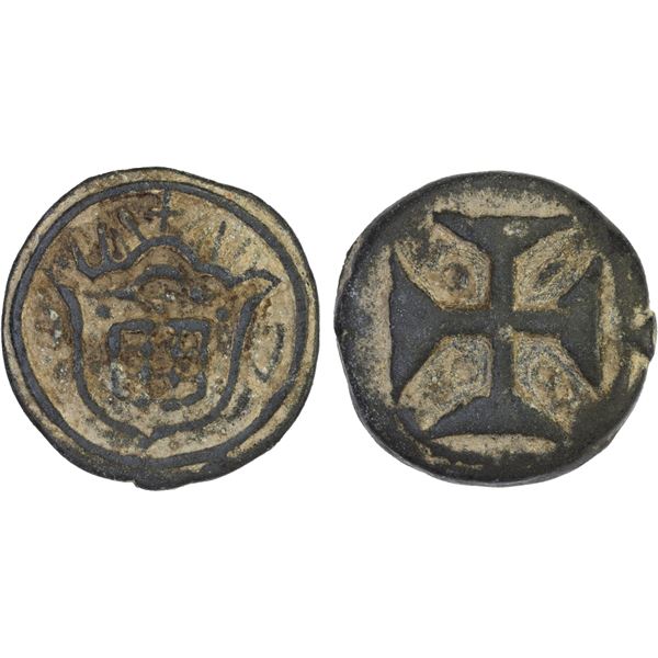 PORTUGUESE INDIA: DIU: Joao, regent, 1799-1816, Tin 20 bazarucos (22.62g), 1800, VF