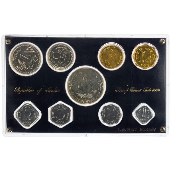INDIA: Republic, 9-coin proof set, 1970-B, Proof