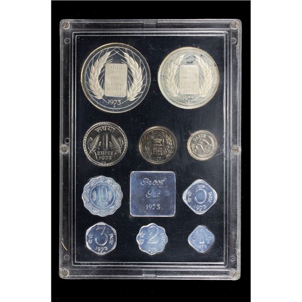 INDIA: Republic, 10-coin proof set, 1973-B