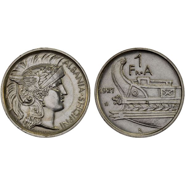 ALBANIA: Republic, AR frang ar, 1927-R, AU
