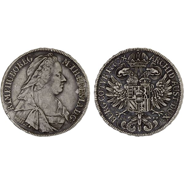AUSTRIA: Maria Theresa, 1740-1780, AR thaler, 1770, VF