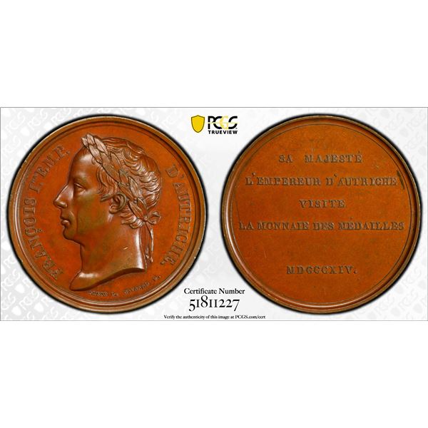 AUSTRIA: Franz I, 1804-1835, AE medal, 1814, PCGS Specimen 63
