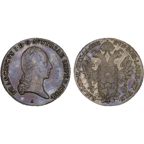 AUSTRIA: Franz II, 1792-1835, AR thaler, 1819-A, XF