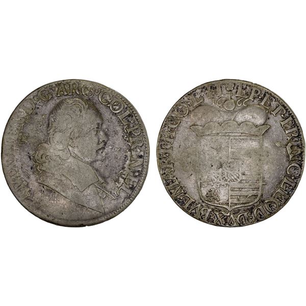 BELGIUM: Liège: Maximilian Henry of Bavaria, 1650-1688, AR patagon, 1666, VG to Fine