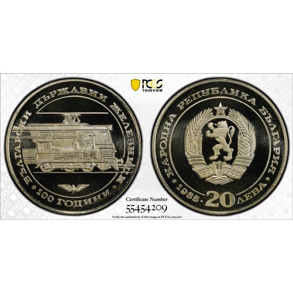 BULGARIA: People's Republic, AR 20 leva, 1988, PCGS PF69 Deep Cameo