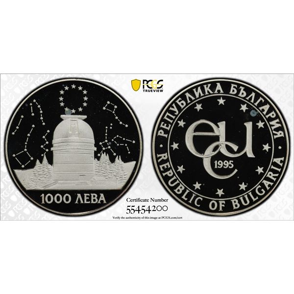 BULGARIA: Republic, AR 1000 leva, 1995, PCGS PF68 Deep Cameo