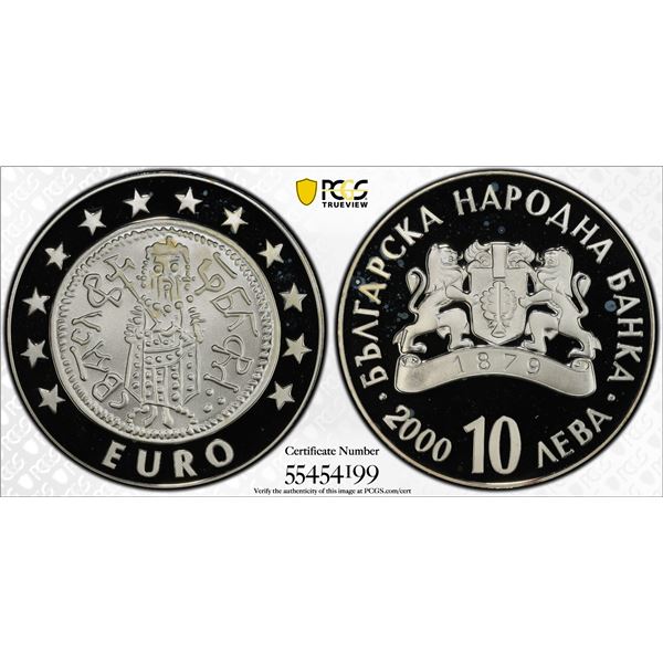 BULGARIA: Republic, AR 10 leva, 2000, PCGS PF67 Deep Cameo