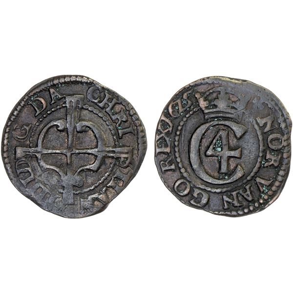 DENMARK: Christian IV, 1588-1648, AR hvid (0.86g), 1625, VF
