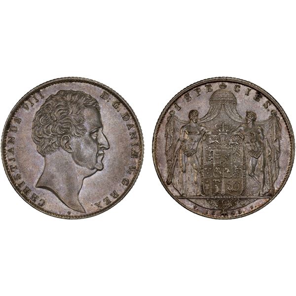 DENMARK: Christian VIII, 1839-1848, AR speciedaler (28.94g), Copenhagen, 1845(c), XF