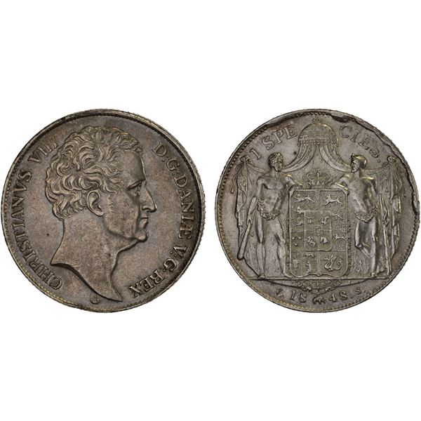 DENMARK: Christian VIII, 1839-1848, AR speciedaler, Copenhagen, 1848, VF-XF