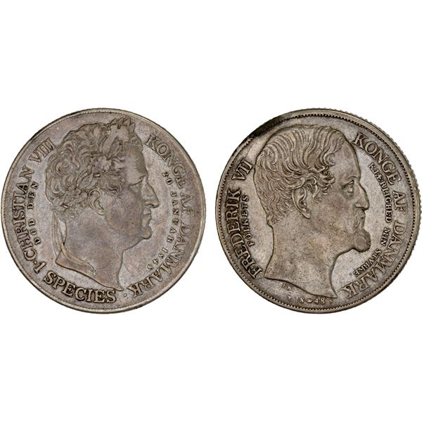 DENMARK: Frederik VII, 1848-1863, AR speciedaler, 1848, Choice VF