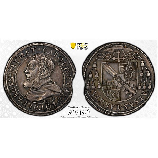 FRANCE: STRASBOURG (BISHOPRIC): Charles, of Lorraine, 1592-1607, AR 1/3 thaler, 1603, PCGS AU detail
