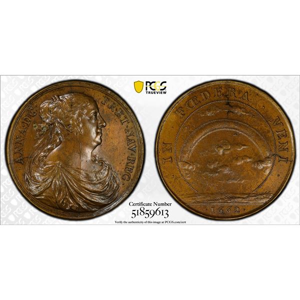 FRANCE: Louis XIV, 1643-1715, AE medal, 1662, PCGS MS63 BN