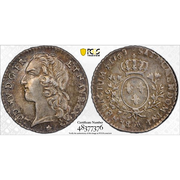 FRANCE: Louis XV, 1715-1774, AR 1/10 écu au bandeau, 1769-AA, PCGS AU58